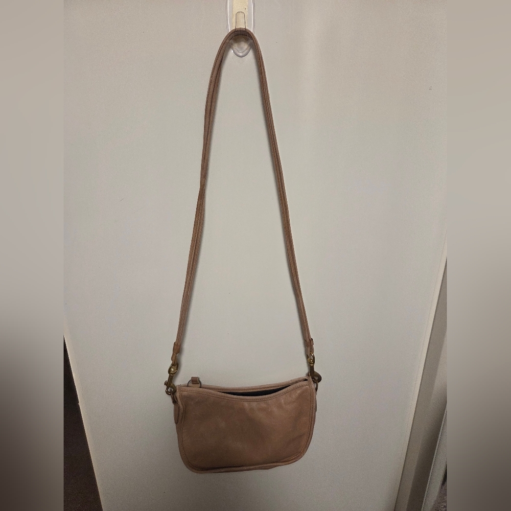 Beige Coach Small Swinger Leather Crossbody Bag